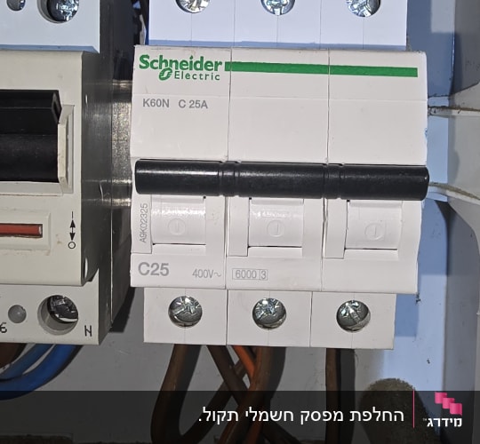 תמונה של לוח חשמל עם מפסקים וחוטים